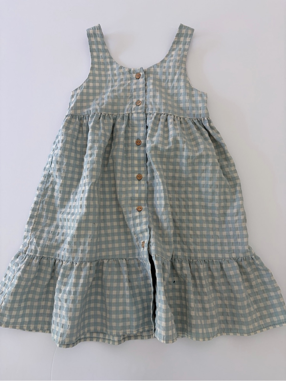 Zara Girls Blue And White Gingham Cotton Dress Size 3-4T PLAY Condition - Picture 2 of 7